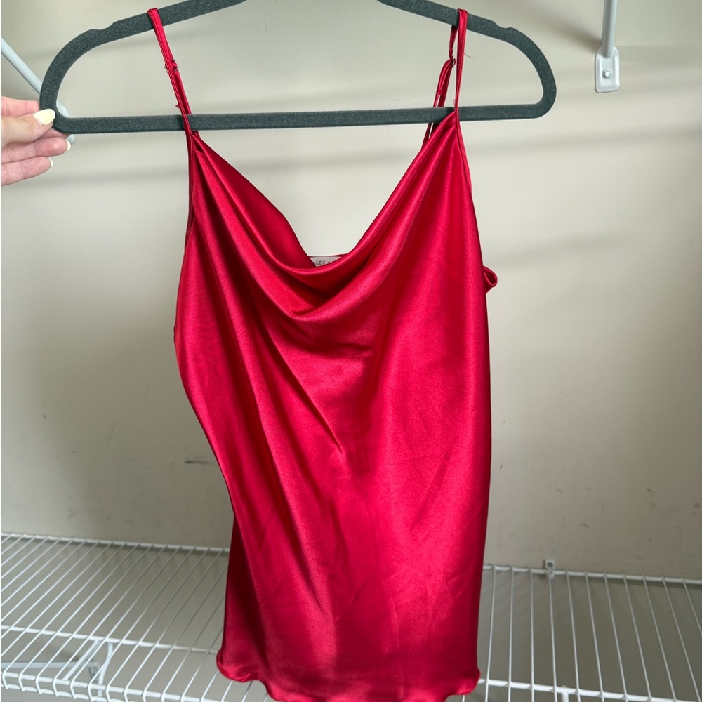 Annalee + Hope Vibrant Red Satin Top